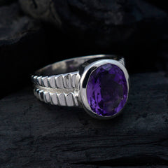 Amethyst Solitaire Russian 925 Silver Purple Gemstones Tiny Ethnic Ring Jewellery