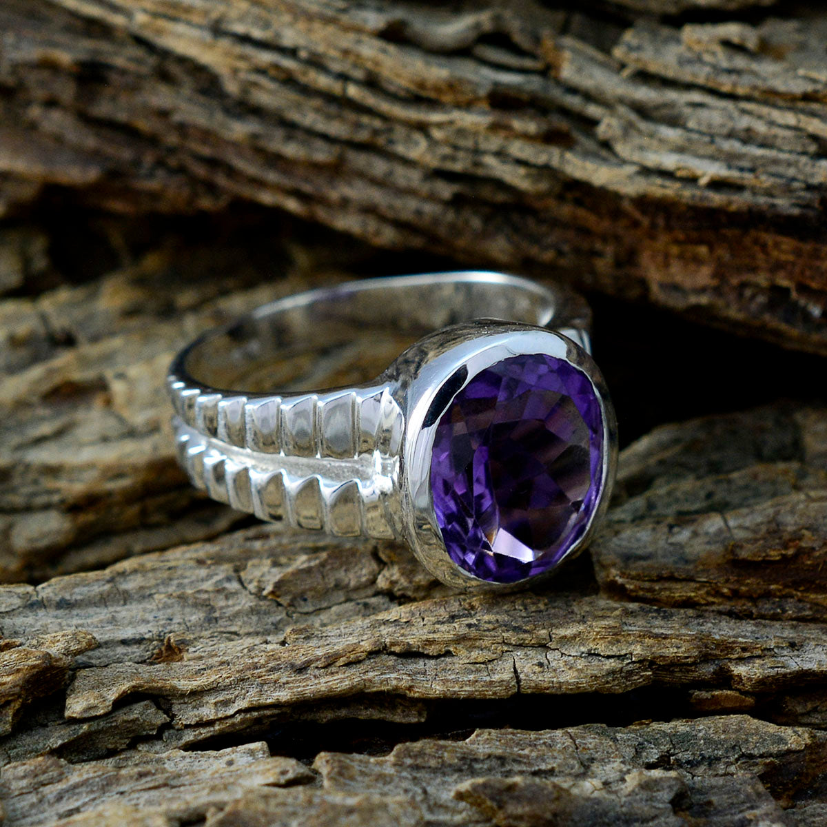 Amethyst Solitaire Russian 925 Silver Purple Gemstones Tiny Ethnic Ring Jewellery