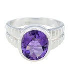 Amethyst Solitaire Russian 925 Silver Purple Gemstones Tiny Ethnic Ring Jewellery