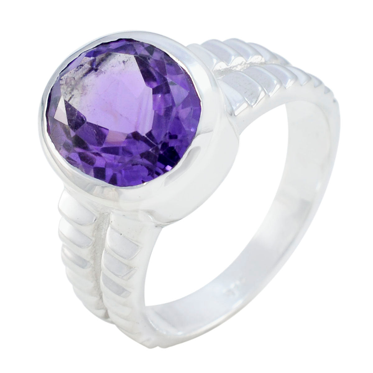 Amethyst Solitaire Russian 925 Silver Purple Gemstones Tiny Ethnic Ring Jewellery