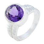 Amethyst Solitaire Russian 925 Silver Purple Gemstones Tiny Ethnic Ring Jewellery