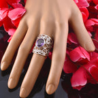 Amethyst Solitaire Latin American Silver Purple Gemstone Eye catching Filigree Ring Jewelry