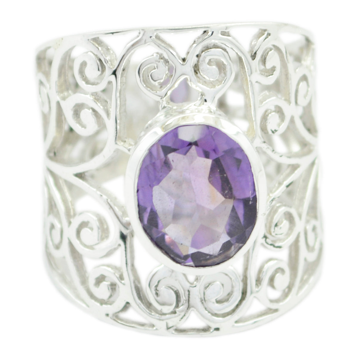 Amethyst Solitär Lateinamerikanischer Silber Lila Edelstein Auffälliger Filigraner Ring Schmuck Hauptbild