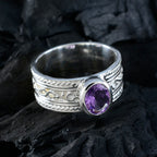 Amethyst Solitaire Moroccan Sterling Silver Purple Gems Mid weight Art Deco Ring Jewellery