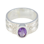 Amethyst Solitaire Moroccan Sterling Silver Purple Gems Mid weight Art Deco Ring Jewellery