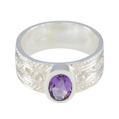 Amethyst Solitaire Moroccan Sterling Silver Purple Gems Mid weight Art Deco Ring Jewellery