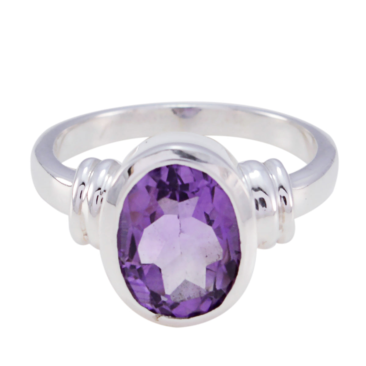 Amethyst Solitaire Indian 925 Sterling Silver Purple Gems Classic  Sophisticated Ring Jewellery