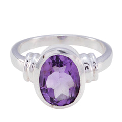 Amethyst Solitaire Indian 925 Sterling Silver Purple Gems Classic  Sophisticated Ring Jewellery