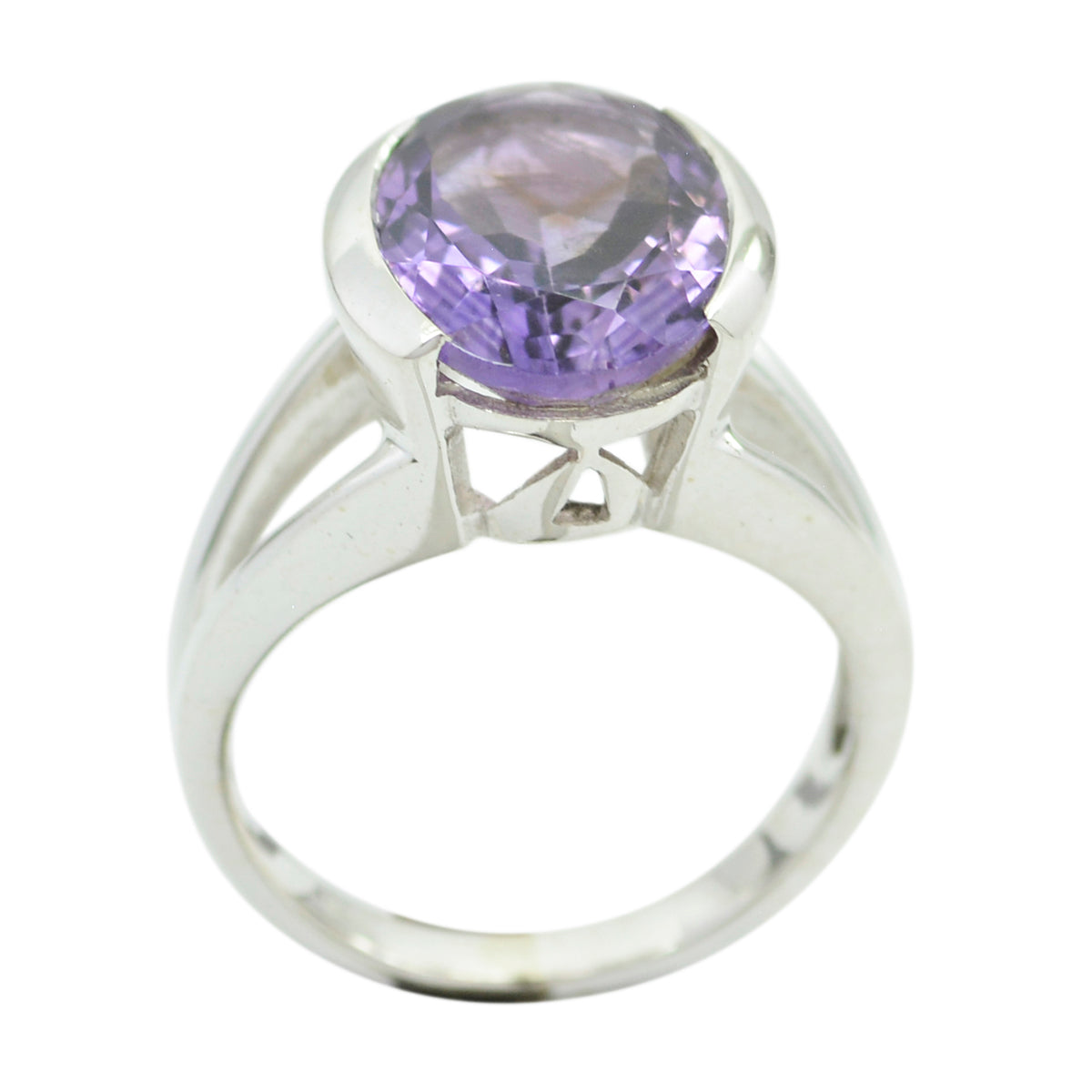 Amethyst Solitaire German 925 Silver Purple Gemstone Mid weight Fairytale Ring Jewelry Image principale du produit