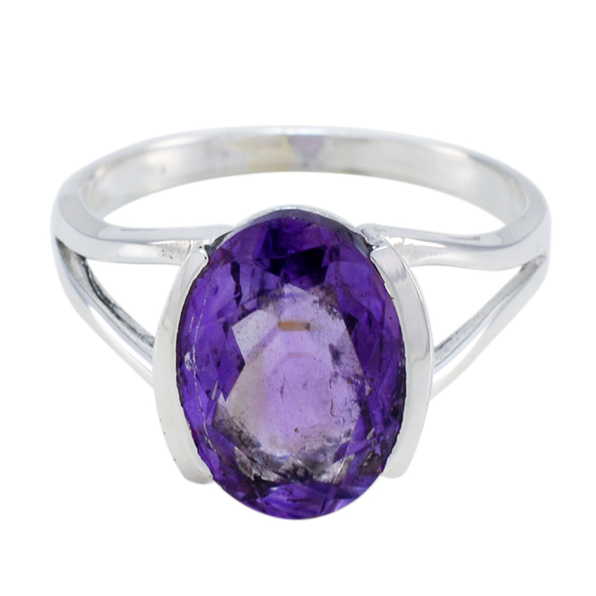 Amethyst Solitaire German 925 Silver Purple Gemstone Mid weight Fairytale Ring Jewelry