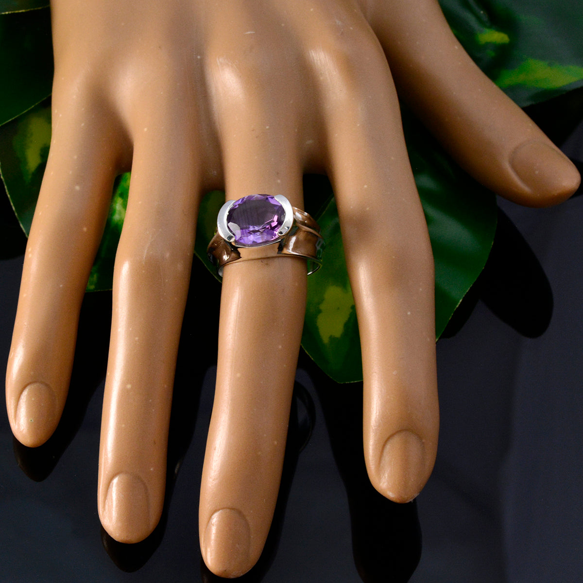 Amethyst Solitaire Indian 925 Sterling Silver Purple Gemstones Classic Romantic Ring Jewelry