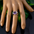 Amethyst Solitaire Indian 925 Sterling Silver Purple Gemstones Classic Romantic Ring Jewelry