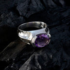 Amethyst Solitaire Indian 925 Sterling Silver Purple Gemstones Classic Romantic Ring Jewelry