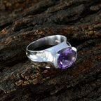 Amethyst Solitaire Indian 925 Sterling Silver Purple Gemstones Classic Romantic Ring Jewelry
