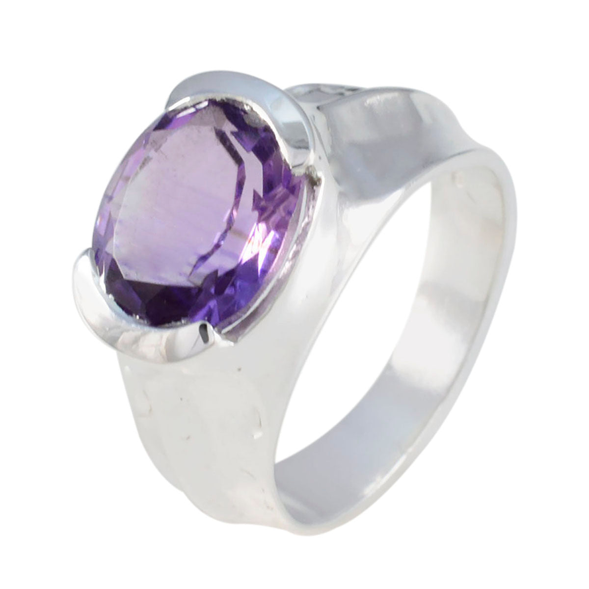 Amethist Solitaire Indiaas 925 Sterling Zilver Paarse Edelstenen Klassieke Romantische Ring Sieraden Secundaire afbeelding