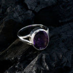 Amethyst Solitaire Russian Sterling Silver Purple Gemstone Featherlight Traditional Ring Jewelry