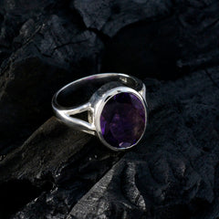 Amethyst Solitaire Russian Sterling Silver Purple Gemstone Featherlight Traditional Ring Jewelry