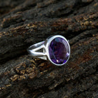 Amethyst Solitaire Russian Sterling Silver Purple Gemstone Featherlight Traditional Ring Jewelry