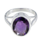 Amethyst Solitaire Russian Sterling Silver Purple Gemstone Featherlight Traditional Ring Jewelry