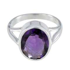 Amethyst Solitaire Russian Sterling Silver Purple Gemstone Featherlight Traditional Ring Jewelry