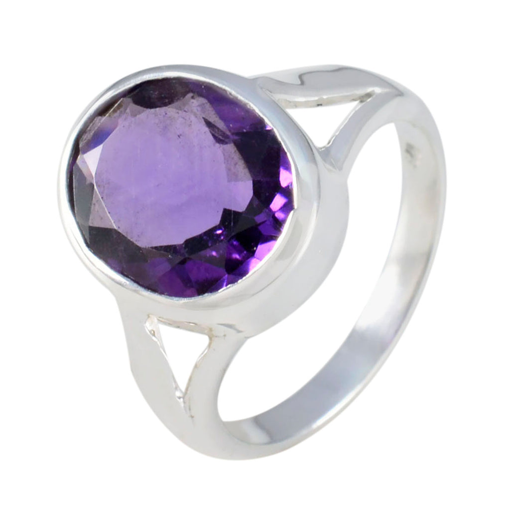 Amethyst Solitaire Russian Sterling Silver Purple Gemstone Featherlight Traditional Ring Jewelry