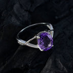 Amethyst Solitaire Korean Sterling Silver Purple Gems Delicate Glamorous Ring Jewelry