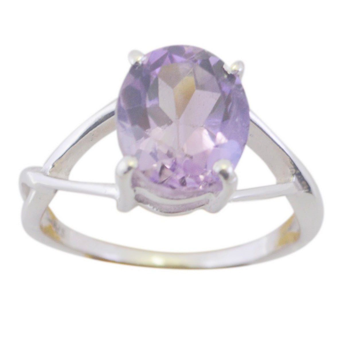 Amethyst Solitaire Korean Sterling Silver Purple Gems Delicate Glamorous Ring Jewelry Hoofdafbeelding