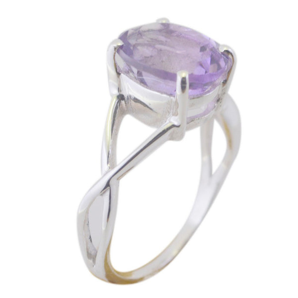 Amethyst Solitaire Korean Sterling Silver Purple Gems Delicate Glamorous Ring Jewelry