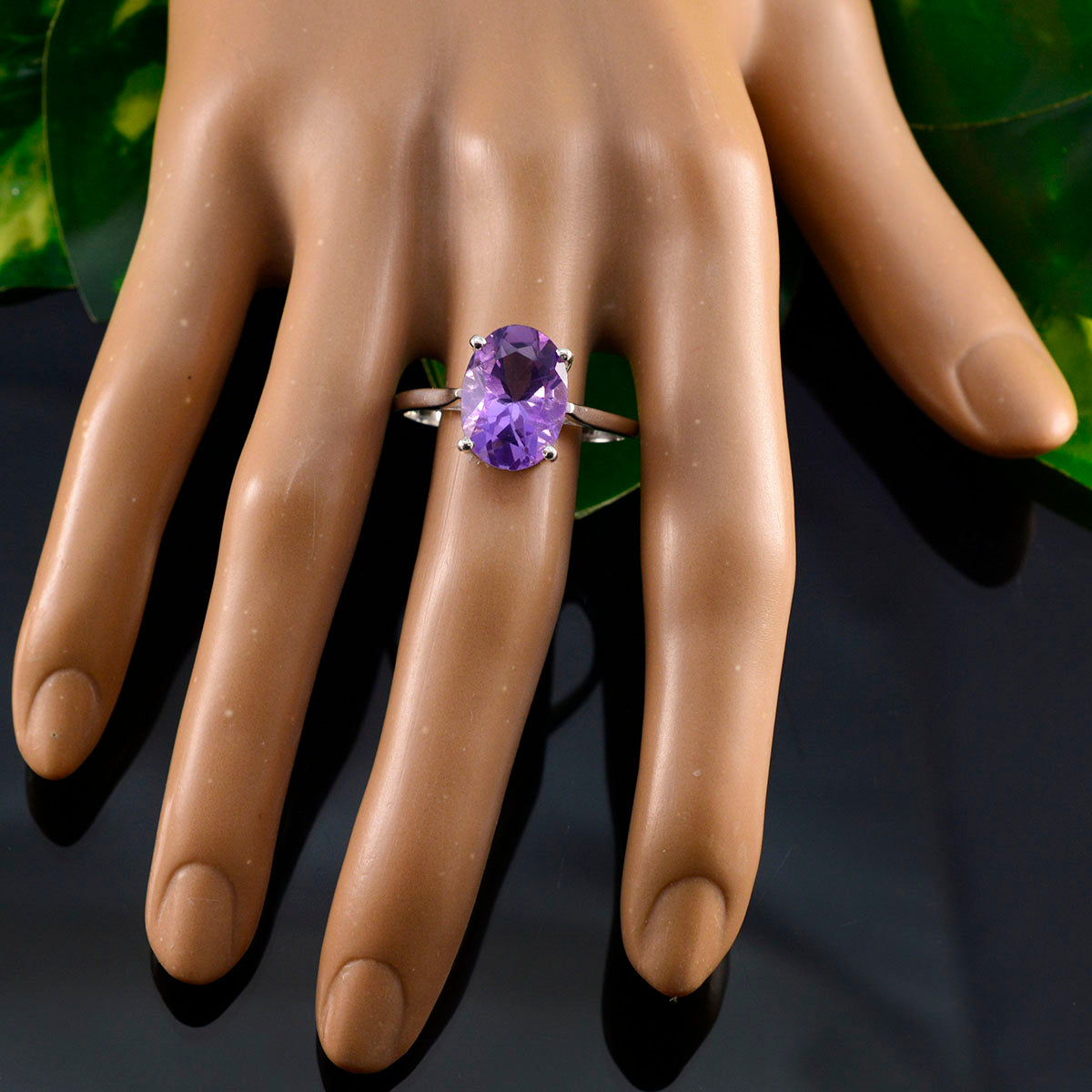 Amethyst Solitaire American Sterling Silver Purple Gems Whisper thin Modern Ring Jewellery