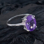Amethyst Solitaire American Sterling Silver Purple Gems Whisper thin Modern Ring Jewellery
