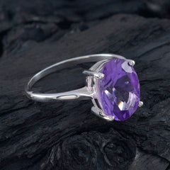 Amethyst Solitaire American Sterling Silver Purple Gems Whisper thin Modern Ring Jewellery