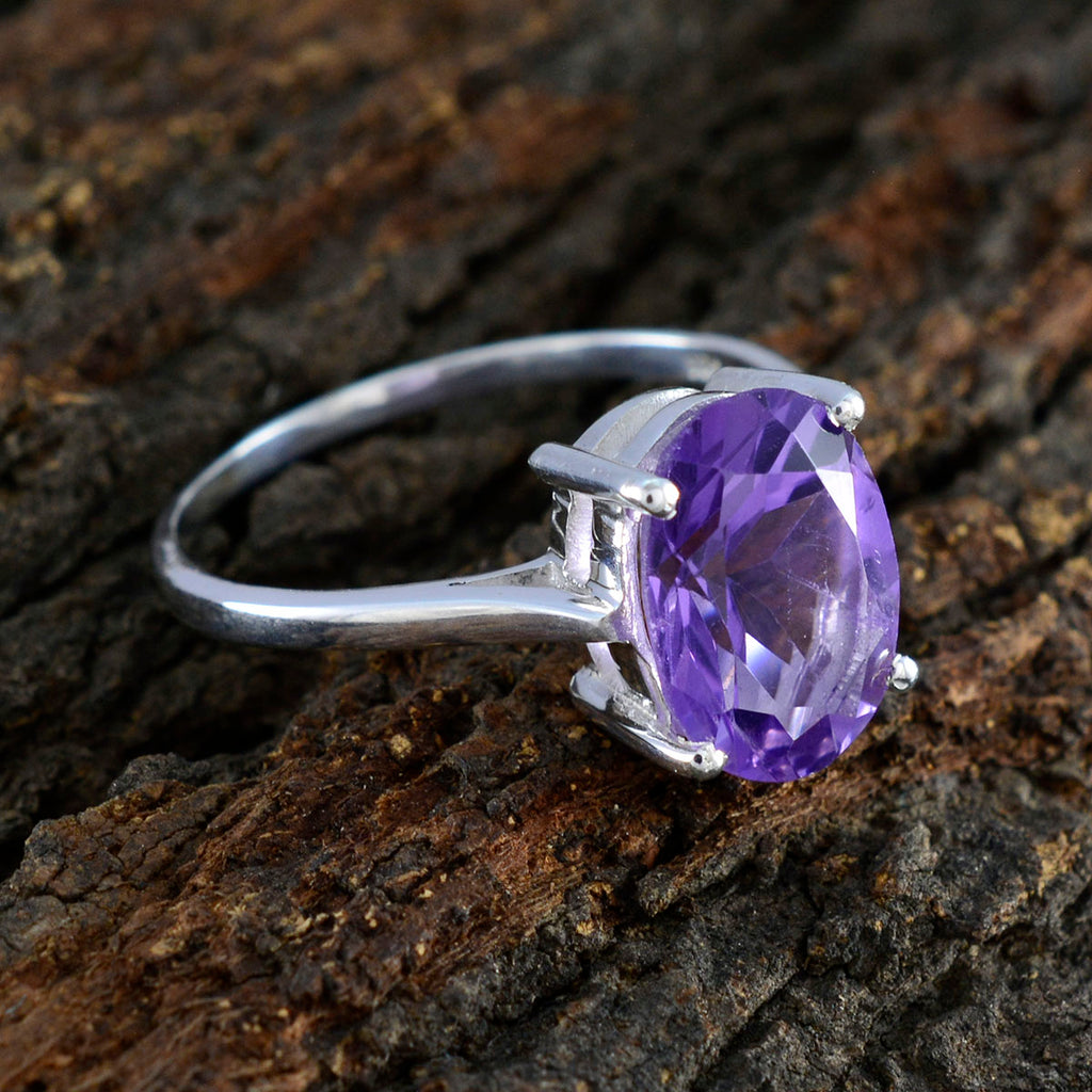 Amethyst Solitaire American Sterling Silver Purple Gems Whisper thin Modern Ring Jewellery