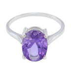 Amethyst Solitaire American Sterling Silver Purple Gems Whisper thin Modern Ring Jewellery