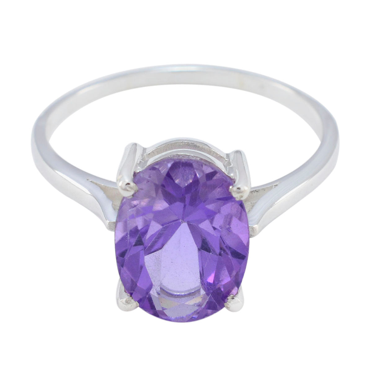 Amethyst Solitaire American Sterling Silver Purple Gems Whisper thin Modern Ring Jewellery