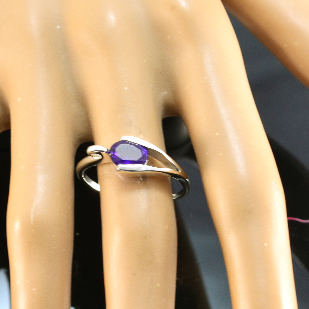 Amethyst Solitaire Korean Silver Purple Gemstone Delicate Sophisticated Ring Jewellery
