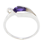 Amethyst Solitaire Korean Silver Purple Gemstone Delicate Sophisticated Ring Jewellery