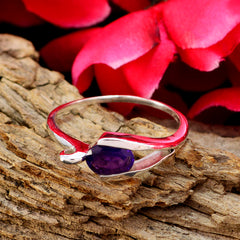 Amethyst Solitaire Korean Silver Purple Gemstone Delicate Sophisticated Ring Jewellery
