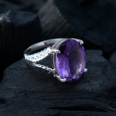 Amethyst Solitaire African 925 Sterling Silver Purple Gems Minimal Contemporary Ring Jewellery