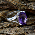 Amethyst Solitaire African 925 Sterling Silver Purple Gems Minimal Contemporary Ring Jewellery