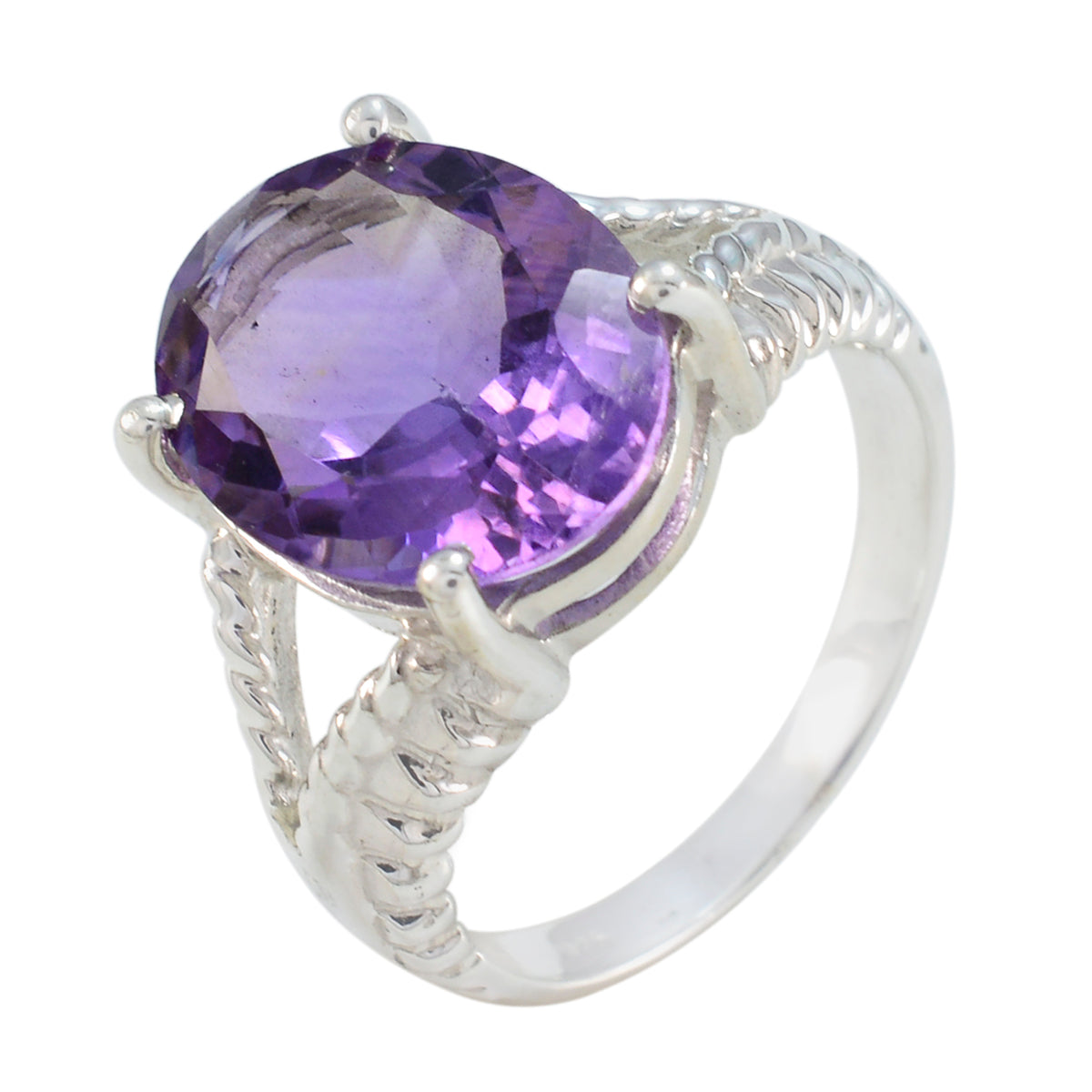 Amethyst Solitaire African 925 Sterling Silver Purple Gems Minimal Contemporary Ring Jewellery