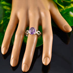 Amethyst Solitaire African 925 Sterling Silver Purple Gemstone Versatile Retro Ring Jewelry