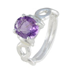 Amethyst Solitaire African 925 Sterling Silver Purple Gemstone Versatile Retro Ring Jewelry