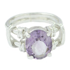 Amethyst Solitaire Italian 925 Sterling Silver Purple Gemstones Eye catching Rope Wire Ring Jewelry