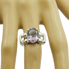 Amethyst Solitaire Italian 925 Sterling Silver Purple Gemstones Eye catching Rope Wire Ring Jewelry