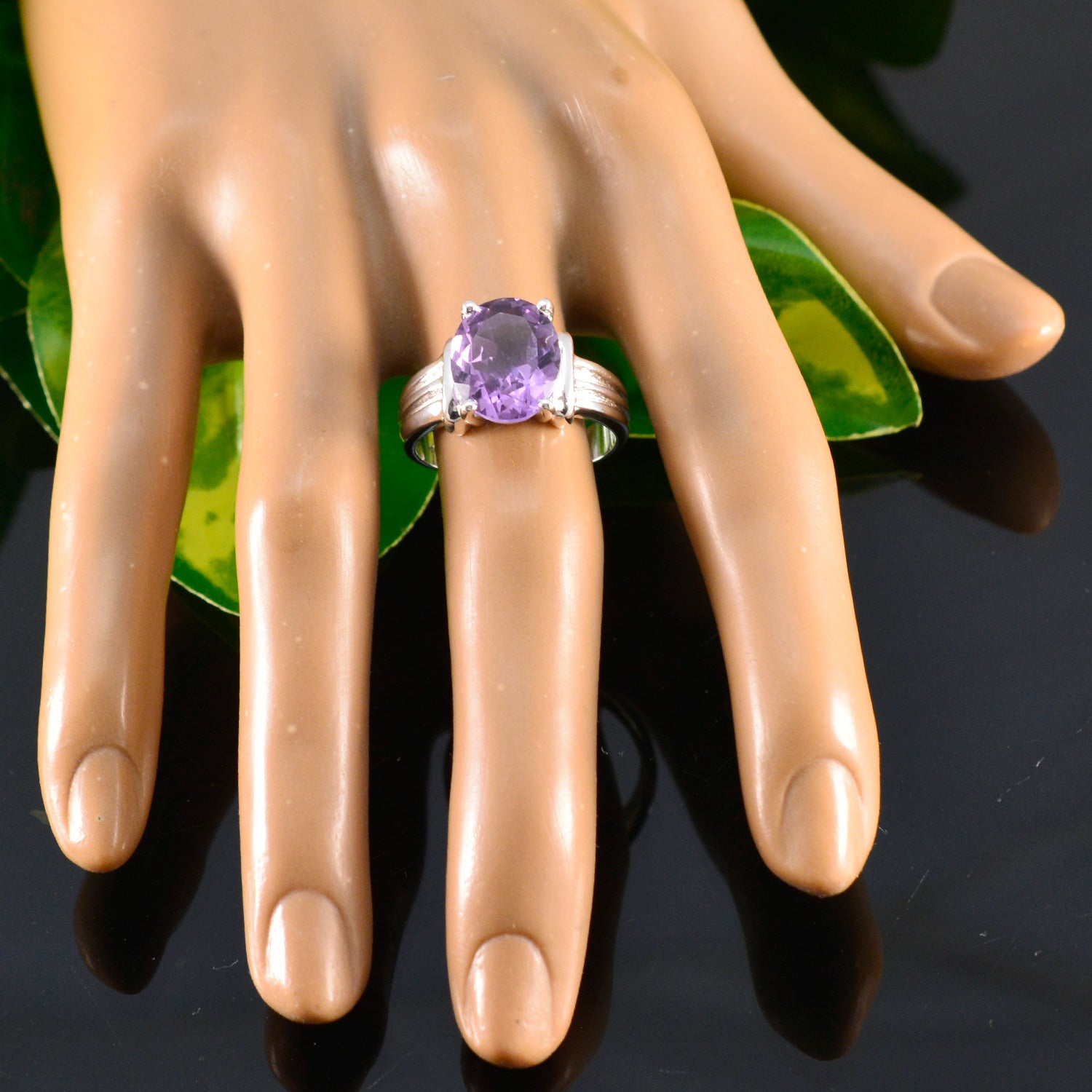 Amethyst Solitaire Russian Silver Purple Gemstones Minimal Modern Ring Jewellery