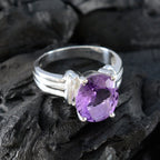 Amethyst Solitaire Russian Silver Purple Gemstones Minimal Modern Ring Jewellery
