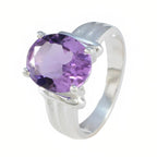 Amethyst Solitaire Russian Silver Purple Gemstones Minimal Modern Ring Jewellery