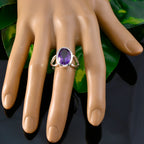 Amethyst Solitaire Egyptian 925 Silver Purple Gemstone Mid weight Sophisticated Ring Jewellery