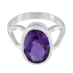 Amethyst Solitaire Egyptian 925 Silver Purple Gemstone Mid weight Sophisticated Ring Jewellery