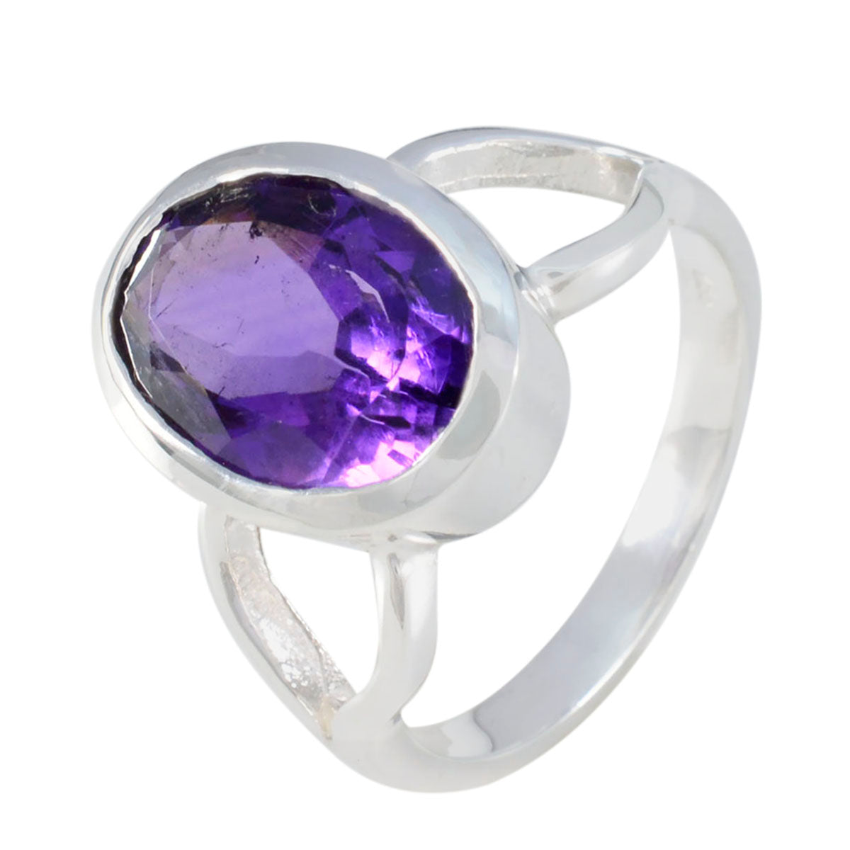 Amethyst Solitaire Egyptian 925 Silver Purple Gemstone Mid weight Sophisticated Ring Jewellery